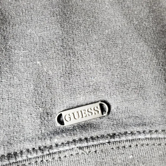 GUESS Black Faux Leather Panel Women's Pullover Sweatshirt Small - Picture 6 of 15